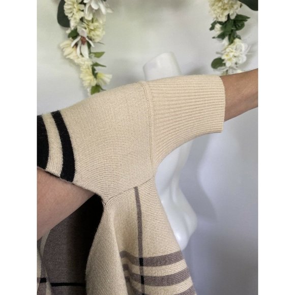 Vintage Beige Gray Tartan Plaid Wrap Sweater One Size - Picture 5 of 10